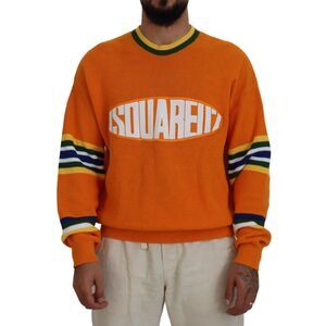 Dsquared² Orange Printed Long Sleeves Men Pullover Men's Sweater